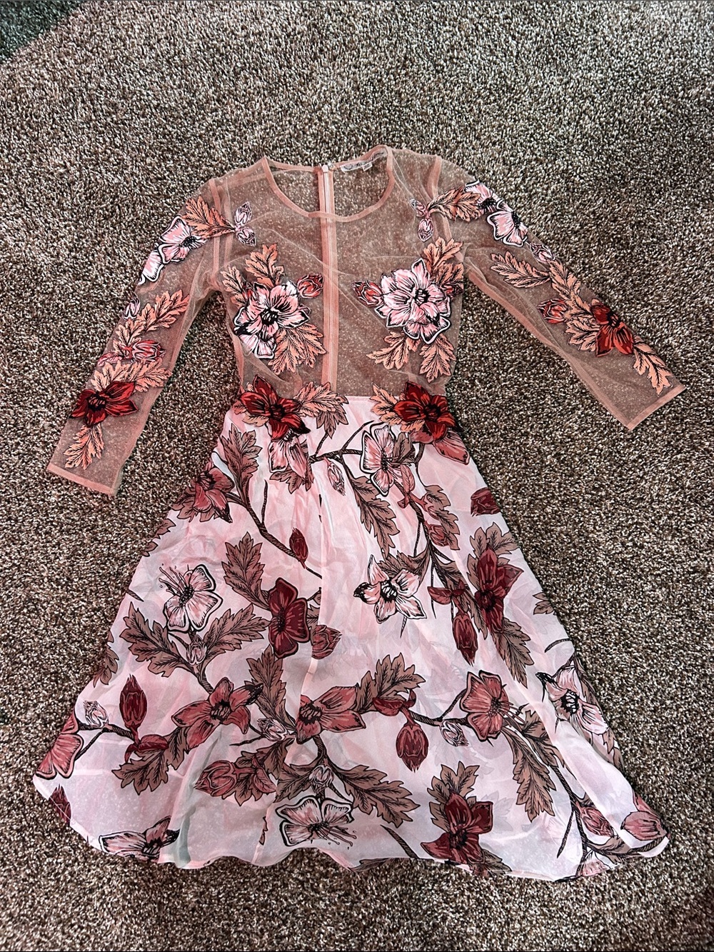 Girls Pink Floral Embroidered Party Dress